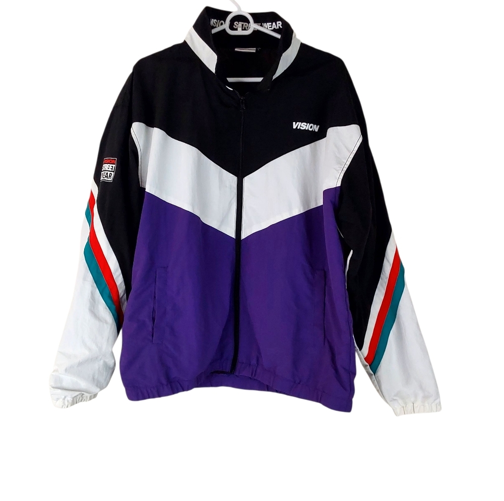 Vintage vision street wear Windbreaker jacket Retro Colorblock Size Large
